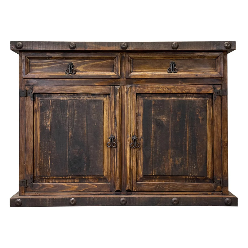 Millwood Pines Rindel 47.5'' Wide 2 Drawer Pine Solid Wood Buffet Table